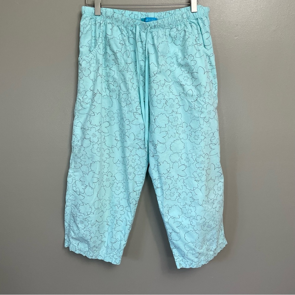 fresh produce Light Aqua Floral Lounge Capris